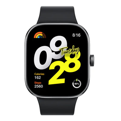 Smartwatch with a display showing date and fitness information on a white background