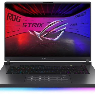 Gaming laptop with ROG Strix logo on a white background