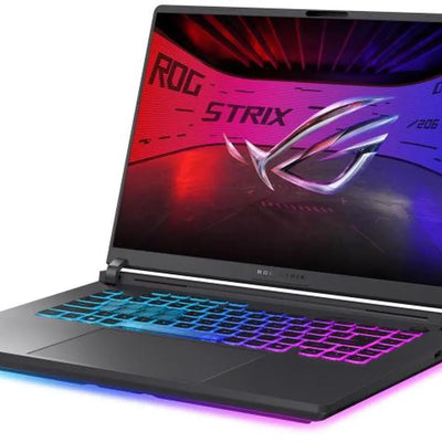 Gaming laptop with ROG Strix logo on a white background