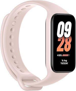 Smartwatch with a light pink band on a white background