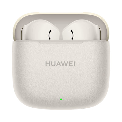 HUAWEI wireless earbuds in a charging case on a white background