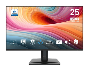 Monitor with colorful display and various features on a white background
