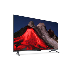 Smart TV displaying a mountain with red lava on a white background