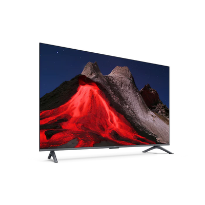 Smart TV displaying a mountain with red lava on a white background