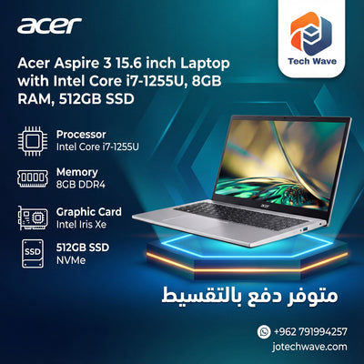 لابتوب Acer Aspire 3 بمعالج Intel Core i7-1255U - أفضل سعر في الأردن