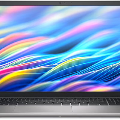 Laptop with a colorful abstract design on the screen