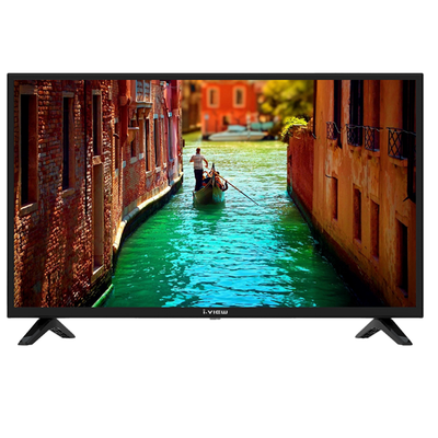 TV displaying a scenic view of a canal with a gondola in Venice, featuring the brand 'L-View'.
