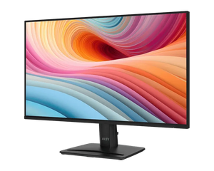 Monitor with colorful abstract design on the screen against a white background